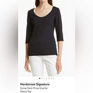 Nordstrom Blue Fitted Blouse with 3/4 Sleeves